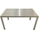 Aluminium Garden Table with Polywood Synthetic Wood - Light Grey - L140 x W80 x H72 cm