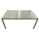 Aluminium Outdoor Table with Polywood Synthetic Wood, Light Grey, 160x90x74 cm - Velco