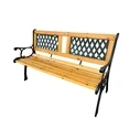 Cast Iron Bench with Wood & Plastic Design on Backrest - L123xW54xH40/74cm (SKU 182-0309) - Velco