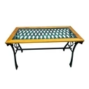 Velco Wrought-Iron Garden Table with Wood Top and Plastic Surface - L99 x W47 x H57 cm