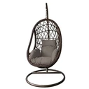 Hanging Armchair (PE Rattan) Dark Grey with Metal Base & Pole Anthracite (Model 184-6157)