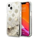 Guess GUHCP13SLGPEGO Apple iPhone 13 mini gold hardcase Peony Liquid Glitter