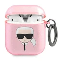 Karl Lagerfeld KLA2UKHGP Apple AirPods cover pink Glitter Karl`s Head