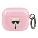 Karl Lagerfeld KLA3UKHGP Apple AirPods 3 cover pink Glitter Karl`s Head