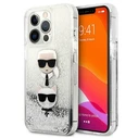 Karl Lagerfeld KLHCP13XKICGLS Apple iPhone 13 Pro Max silver hardcase Liquid Glitter Karl&Choupette Head