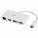StarTech USB 3.0 Hub 4 Θυρών με σύνδεση USB-C / Ethernet Λευκό (HB30C3A1GEA)