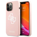 Guess GUHCP13XLS4GWPI Apple iPhone 13 Pro Max pink hard case Silicone 4G Logo