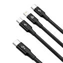 Καλώδιο USB Baseus Rapid Series 3-in-1 USB-C For M+L+T 20W 1.5m Black