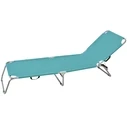 Campus Blue Folding Metal Beach Lounger (Polyester)
