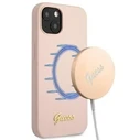 Guess GUHMP13MLSLMGLP Apple iPhone 13 light pink hardcase Silicone Script Gold Logo Magsafe