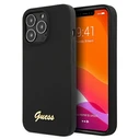 Guess GUHMP13XLSLMGBK Apple iPhone 13 Pro Max Black hardcase Silicone Script Gold Logo