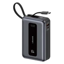 USAMS CD243 Power Bank 20000mAh with USB-C Cable, 2x Output Ports, 65W, Grey