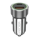 Φορτιστής Αυτοκινήτου Pedea 20W USB-C (PD) KFZ-Fast 12/24V - 2-Ports Mehrfach with USB-C and USB-A, Silver