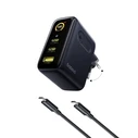 Baseus GaN Charger with 1x USB-A and 2x USB-C Ports and USB-C to USB-C Cable 100W Power Delivery Black (PicoGo AE21)