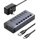 Hub UGREEN 7in1 USB-C, 7x USB-A 3.0 12V 2A (black)