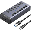 Hub UGREEN 7in1 USB-C, 7x USB-A 3.0 12V 2A (black)