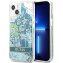 Guess GUHCP13SLFLSN Apple iPhone 13 mini green hardcase Flower Liquid Glitter