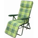 Velco Metal Garden Armchair-Bed with Green Check Cushion