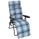 Velco Metal Folding Reclining Chair Blue Checkered (SKU 152-9014-1)
