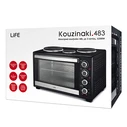 LiFE Kouzinaki 483 Ηλεκτρικό Φούρνος 48L με 3 Εστίες & Αέρα, Μαύρο