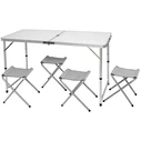 Velco Aluminum Folding Table Set (Suitcase) with Four Metal Stools  Polyester 600D