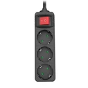 Sonora Power Strip - 3 Schuko Sockets with ON/OFF Switch and 1.5m Cable