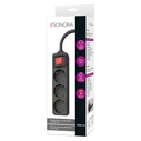 Sonora Power Strip - 3 Schuko Sockets with ON/OFF Switch and 1.5m Cable