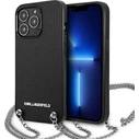 Karl Lagerfeld KLHCP13XPMK Apple iPhone 13 Pro Max hardcase black Leather Textured and Chain