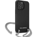 Karl Lagerfeld KLHCP13XPMK Apple iPhone 13 Pro Max hardcase black Leather Textured and Chain