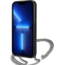 Karl Lagerfeld KLHCP13XPMK Apple iPhone 13 Pro Max hardcase black Leather Textured and Chain
