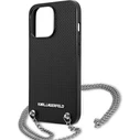 Karl Lagerfeld KLHCP13XPMK Apple iPhone 13 Pro Max hardcase black Leather Textured and Chain