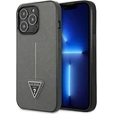 Guess GUHCP13XPSATLG Apple iPhone 13 Pro Max silver hardcase Saffiano Triangle Logo