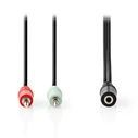 Καλώδιο Ήχου Nedis 2x 3.5mm male - 3.5mm female Black 0.12m (CAGB22160BK02)