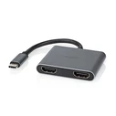 Αντάπτορας USB-C Nedis CCGP64670BK01 Male - 2x HDMI 0.10m Black