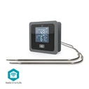 Nedis BTKAT10GY Smart Bluetooth Θερμόμετρο Κρέατος - 2 Αισθητήρες, Γκρι