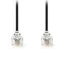 Nedis Telecom Cable RJ11 6P4C Male–Male 10 m Black (TCGL90200BK100)