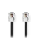 Nedis Telecom Cable RJ11 6P4C Male–Male 10 m Black (TCGL90200BK100)