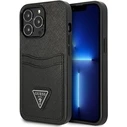Guess GUHCP13LPSATPK Apple iPhone 13 Pro black hardcase SaffianoTriangle Logo Cardslot