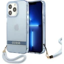Guess GUHCP13XHTSGSB Apple iPhone 13 Pro Max blue hardcase Translucent Stap