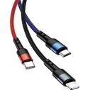 USAMS Nylon Cable U26 3in1 0.35m 2A Fast Charge (Lightning/microUSB/USB-C) SJ410USB01 (US-SJ410)