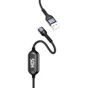 USAMS Nylon Cable U48 Lightning 1,2m 2A Fast Charging LED black SJ423USB01 (US-SJ423)