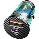 USAMS Car Charger USB+USB-C C25 42.5W Fast Charge transparent blue CC127CC02 (US-CC127)