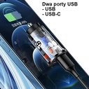 USAMS Car Charger USB+USB-C C25 42.5W Fast Charge transparent blue CC127CC02 (US-CC127)