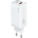 USAMS Wall Charger 1xUSB-C+1xUSB T47 65W PD Fast Charging Super Si white CC153TC02 (US-CC153)