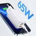 USAMS Wall Charger 1xUSB-C+1xUSB T47 65W PD Fast Charging Super Si white CC153TC02 (US-CC153)