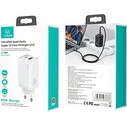 USAMS Wall Charger 1xUSB-C+1xUSB T47 65W PD Fast Charging Super Si white CC153TC02 (US-CC153)