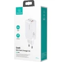 USAMS Wall Charger MT 2xUSB-C+USB GaN 65W T33 PD Fast Charging white CC110TC02 (US-CC110)