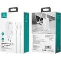 USAMS Wall Charger MT 2xUSB-C+USB GaN 65W T33 PD + cable USB-C-USB-C 100W Fast Charging white MTXLOGTC02