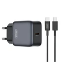 Φορτιστής Πρίζας XO Universal με 1 έξοδο USB-C και Καλώδιο USB type-C, Μαύρο