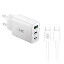 Φορτιστής Πρίζας XO Universal με 3 εξόδους, 1xUSB-A & 2xUSB-C και Καλώδιο USB type-C, 20W Λευκό